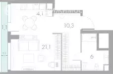 Квартира-студия: Москва, Кутузовский проезд, 16А/1 (42.6 м) - Фото 1