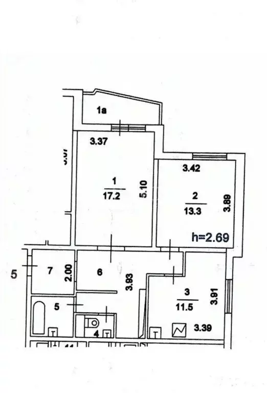 Квартира, 2 комнаты, 61.5 м - Фото 1