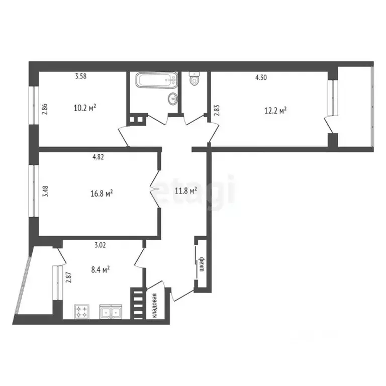 3-к кв. Ханты-Мансийский АО, Лангепас ул. Ленина, 28 (64.0 м) - Фото 1