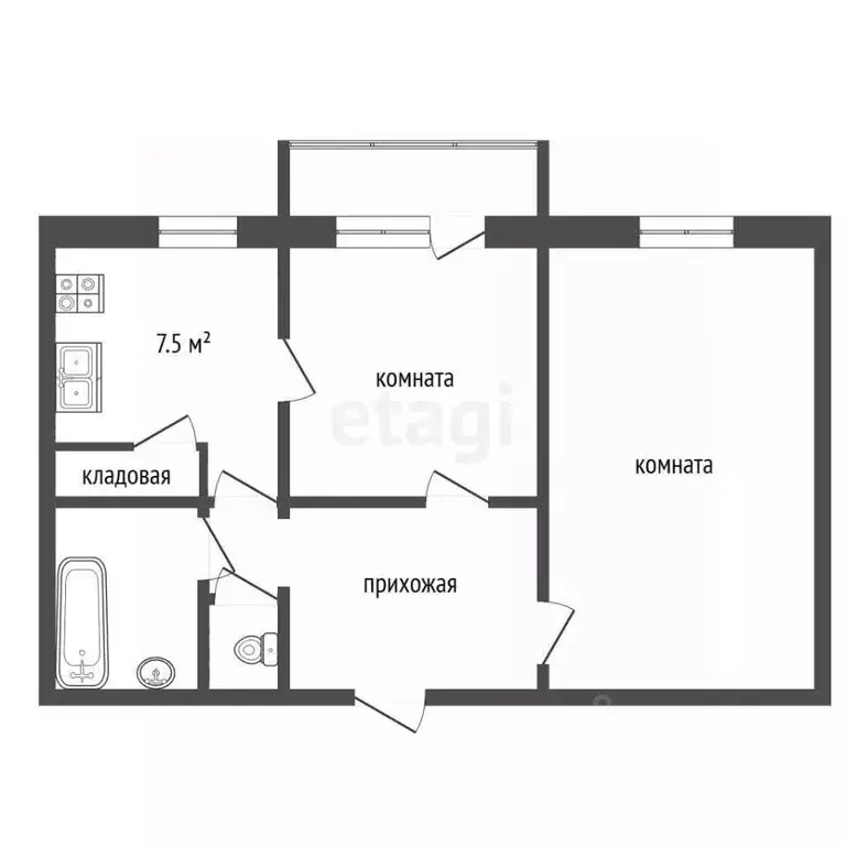 2-к кв. Нижегородская область, Лысково Полевая ул., 2 (49.2 м) - Фото 2
