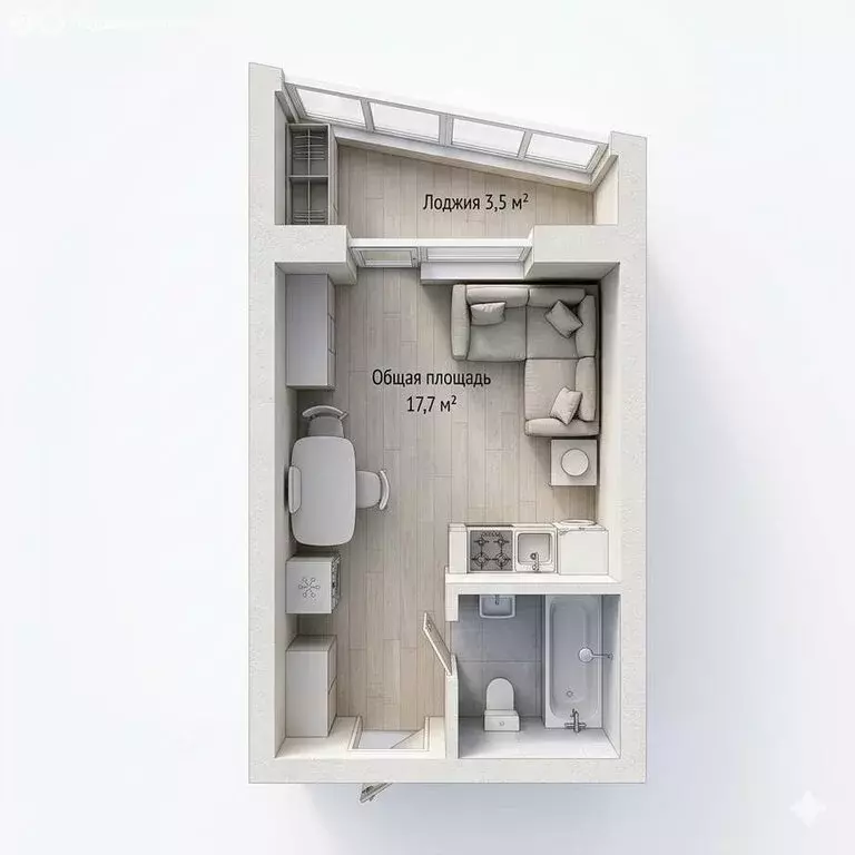 Квартира-студия: село Засечное, Светлая улица, 13 (20 м) - Фото 2