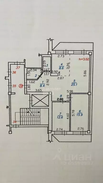 3-к кв. Иркутская область, Иркутск Академическая ул., 56/2 (92.0 м) - Фото 2