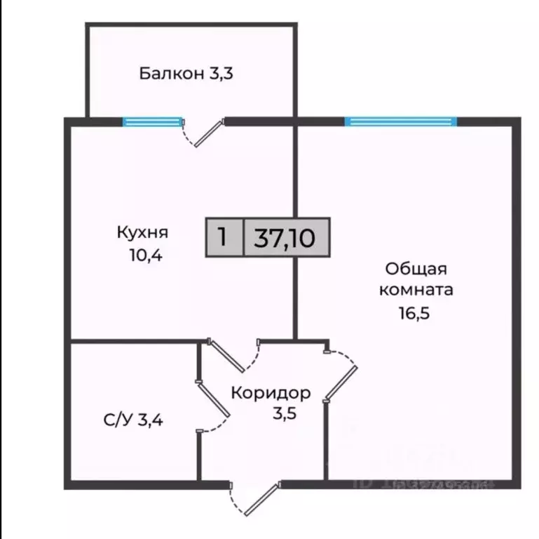 1-к кв. Ставропольский край, Невинномысск ул. Кочубея, 197 (38.0 м) - Фото 1