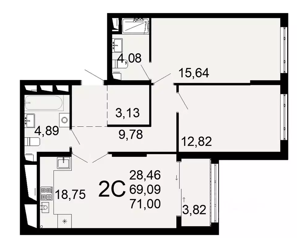 2-к кв. Рязанская область, Рязань Льговская ул., 8 (69.09 м) - Фото 0