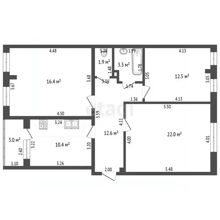 3-к кв. Башкортостан, Стерлитамак ул. Строителей, 18 (78.5 м) - Фото 2