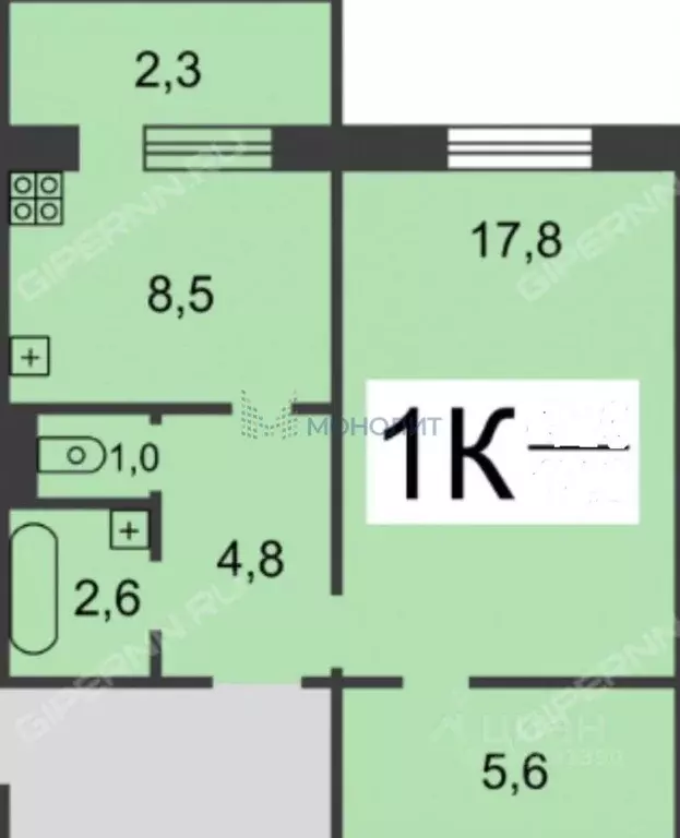 1-к кв. Нижегородская область, Нижний Новгород Казанское ш., 23к1 ... - Фото 1