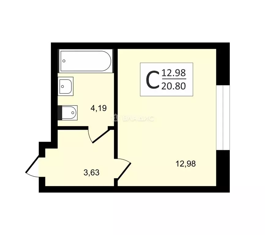 Квартира-студия: Санкт-Петербург, Планерная улица, 97к2 (21.1 м) - Фото 0