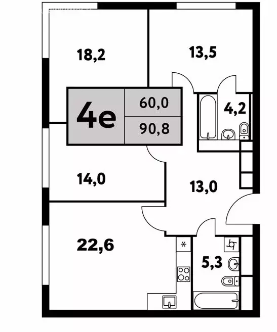 4-комнатная квартира: Москва, Фестивальная улица, 15к4 (91 м) - Фото 0