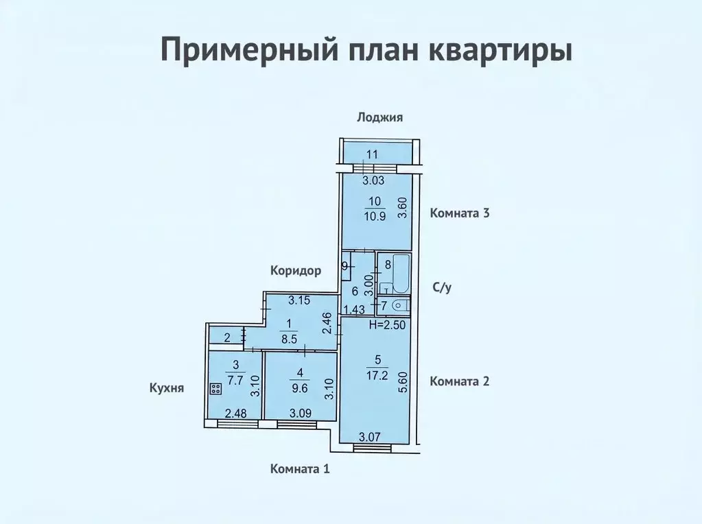 3-к кв. Московская область, Чехов Московская ул., 81 (65.2 м) - Фото 1