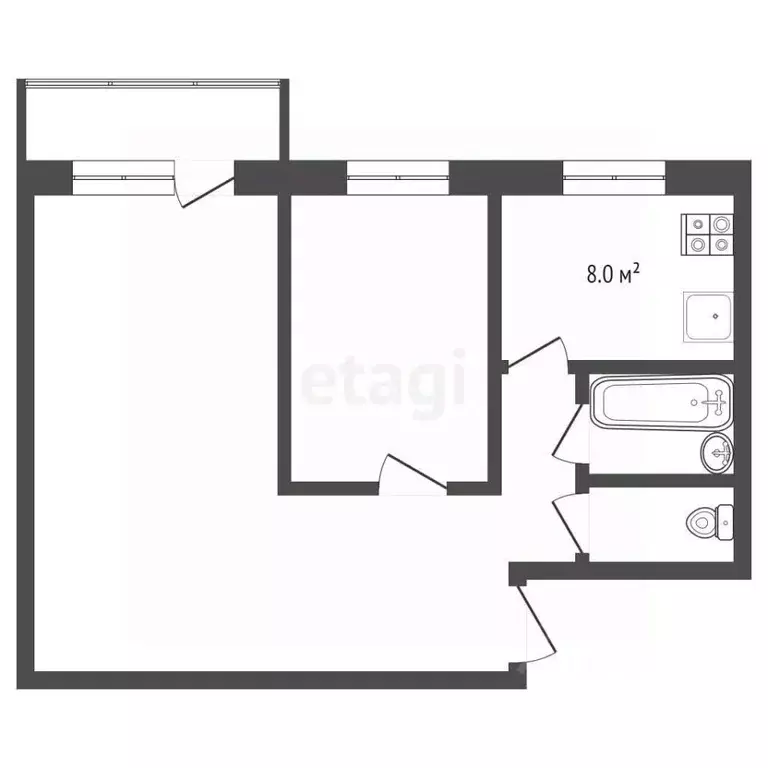 2-к кв. Тюменская область, Ишим ул. Шаронова (38.6 м) - Фото 1