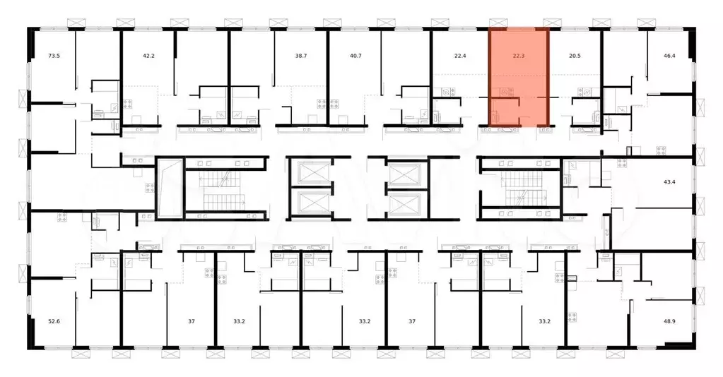 Квартира-студия, 22,3 м, 28/33 эт. - Фото 1