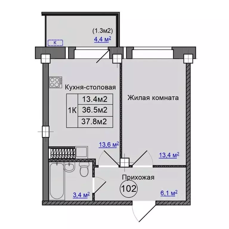 1-к кв. Псковская область, Псковский район, Завеличенская волость, д. ... - Фото 1