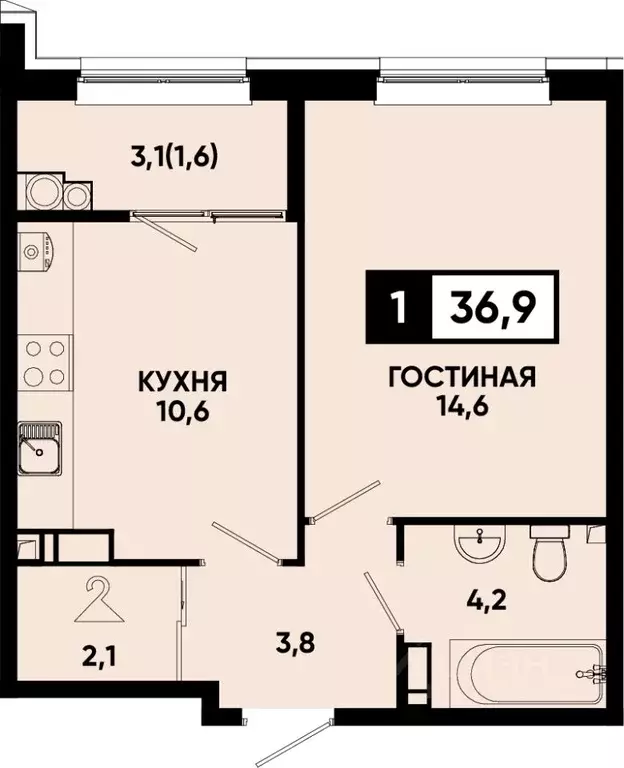 1-к кв. Ставропольский край, Кисловодск Моя Легенда жилой комплекс ... - Фото 1