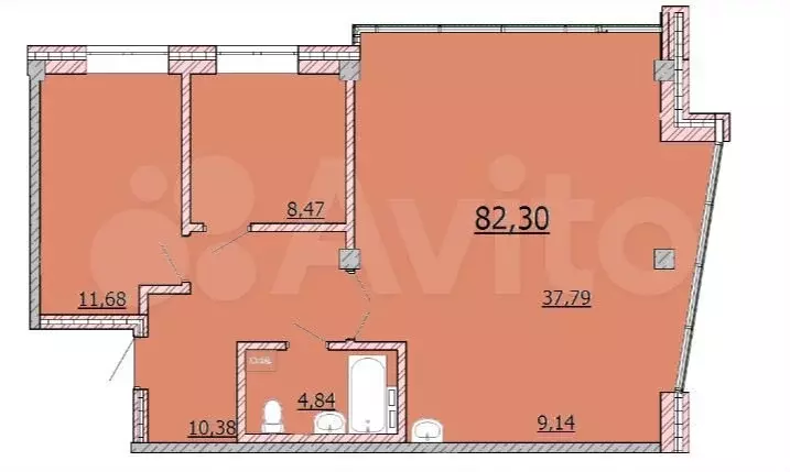 3-к. квартира, 82 м, 5/9 эт. - Фото 1