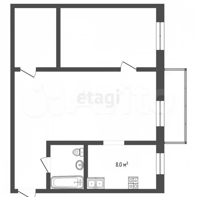 3-к. квартира, 54,1 м, 4/4 эт. - Фото 0