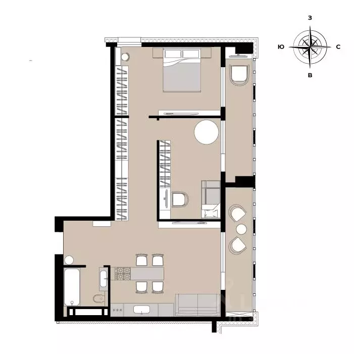 3-к кв. Приморский край, Владивосток Суприм жилой комплекс (71.06 м) - Фото 2