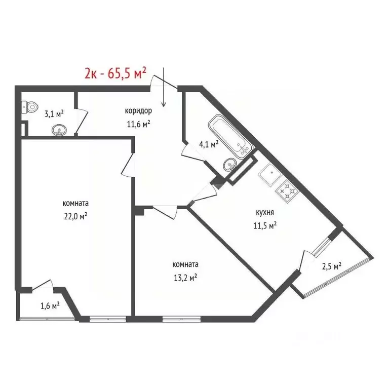 2-к кв. Свердловская область, Заречный ул. Счастливая, 4 (65.5 м) - Фото 2
