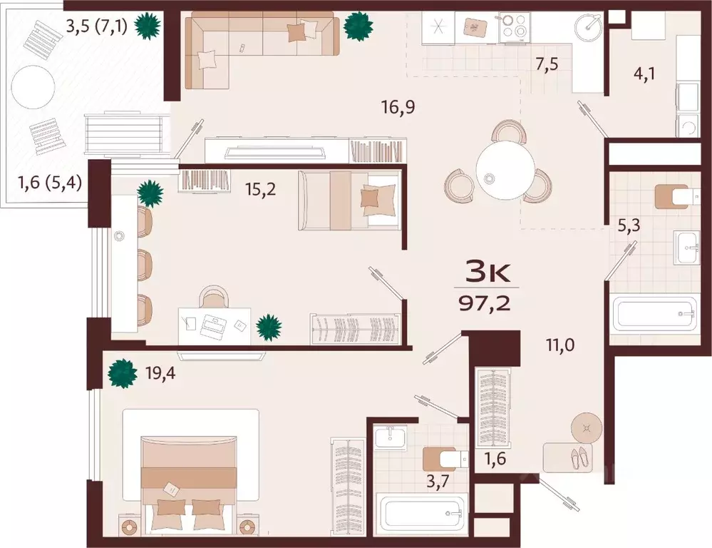 3-к кв. Крым, Ялта ул. Спендиарова, 5 (96.7 м) - Фото 1