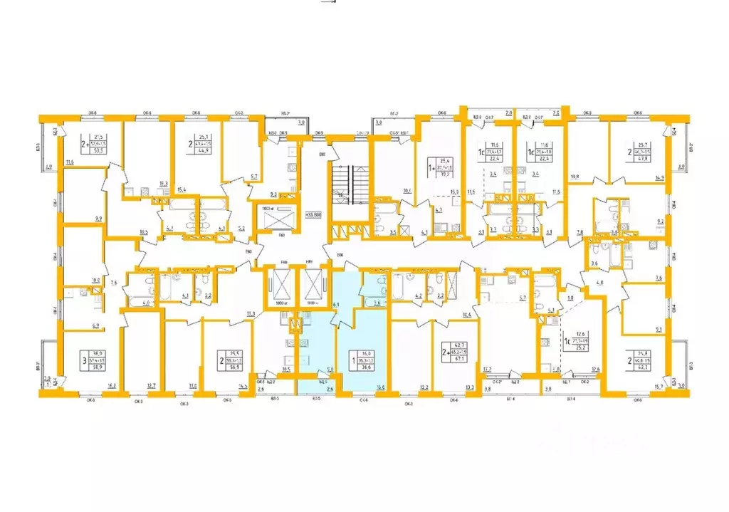 1-к кв. Башкортостан, Уфа Инорс-4Б мкр, Акварель жилой комплекс (36.6 ... - Фото 2