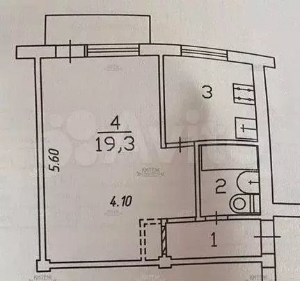 1-к. квартира, 31,8 м, 3/5 эт. - Фото 0