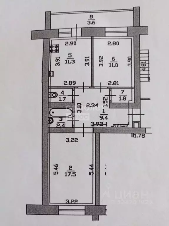 2-к кв. Марий Эл, Йошкар-Ола ул. Прохорова, 46 (63.4 м) - Фото 2