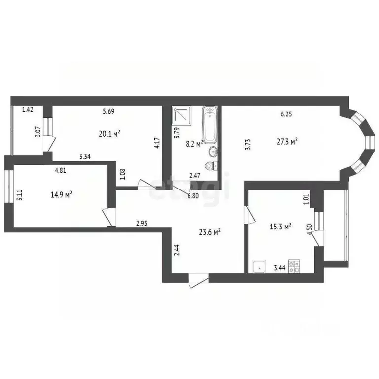 3-к кв. Омская область, Омск ул. 5-й Армии, 10 (113.6 м) - Фото 1