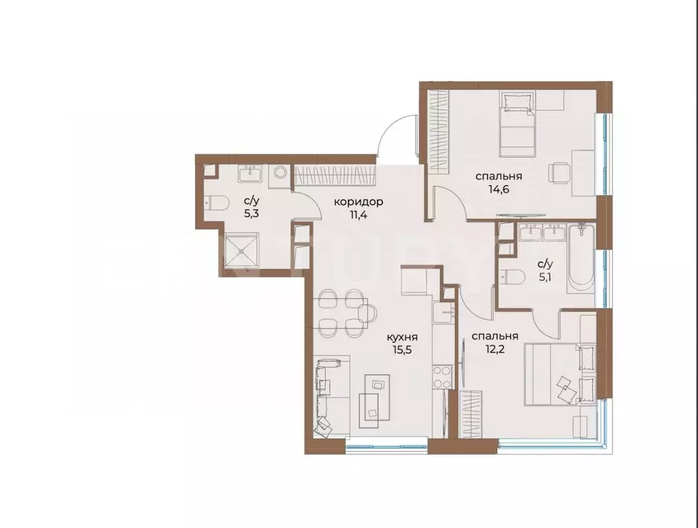 2-к кв. Москва ул. Нижние Мневники, 20 (64.0 м) - Фото 2