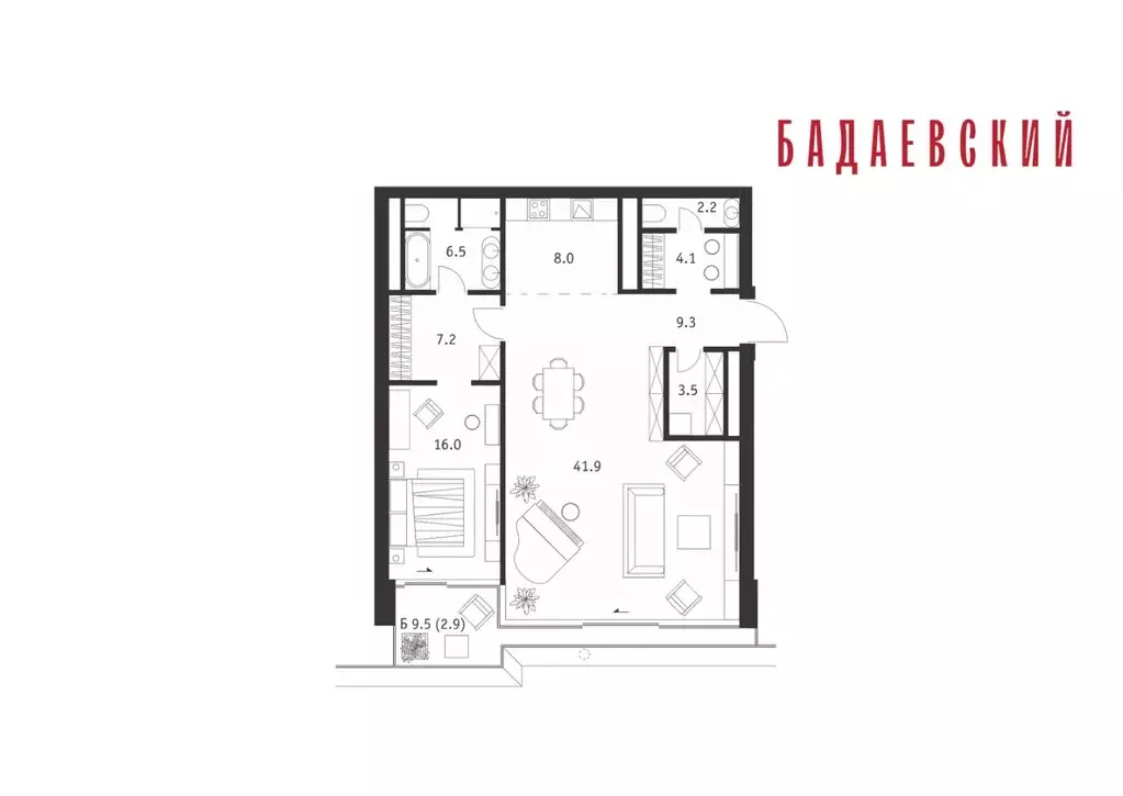 2-к кв. Москва Бадаевский жилой комплекс (101.6 м) - Фото 2