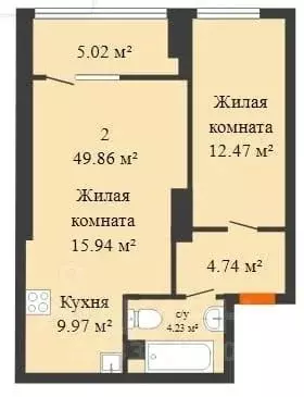 2-к кв. Ростовская область, Ростов-на-Дону Привокзальная ул., 3/1 ... - Фото 1