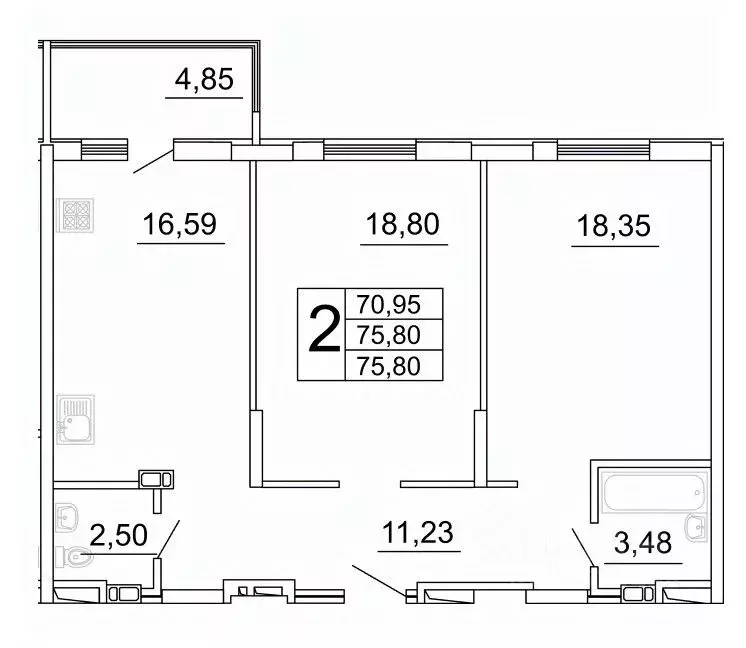 2-к кв. Самарская область, Самара ул. Дыбенко, 5 (76.2 м) - Фото 1