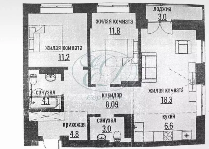 3-к кв. Новосибирская область, Новосибирск ул. Шевченко, 19/1к1 (71.0 ... - Фото 0