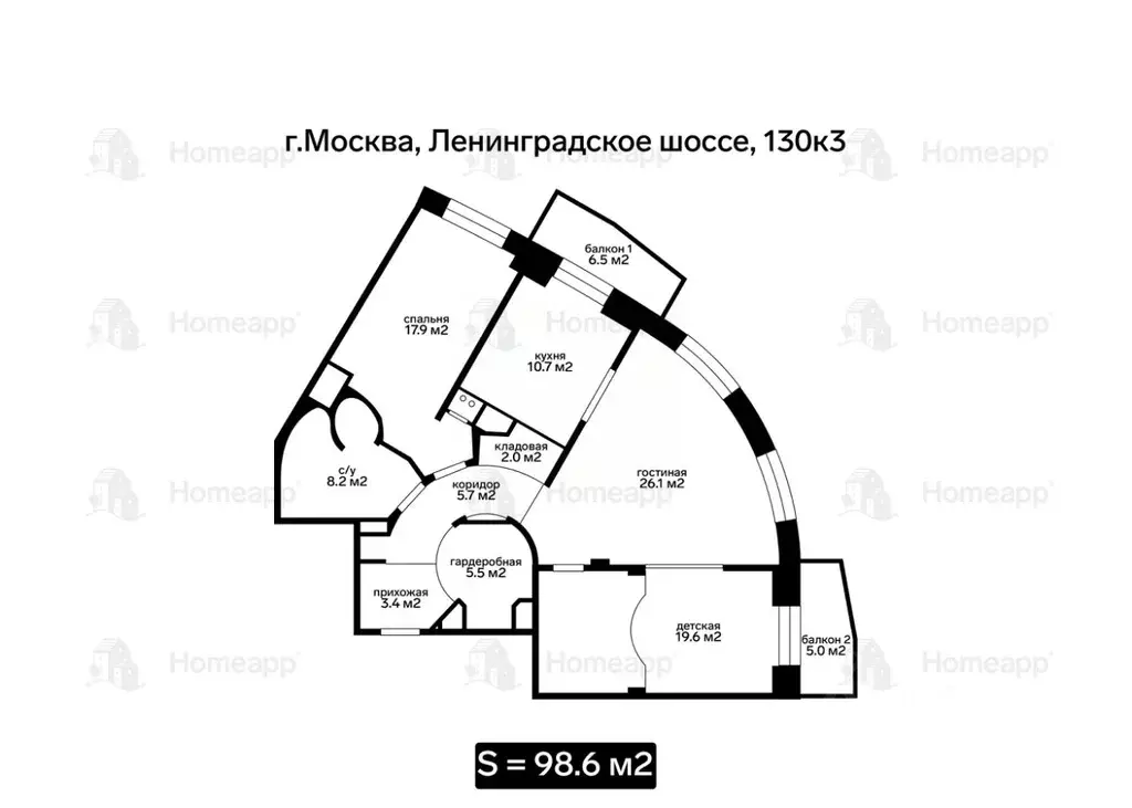 3-к кв. Москва Ленинградское ш., 130к3 (98.6 м) - Фото 1