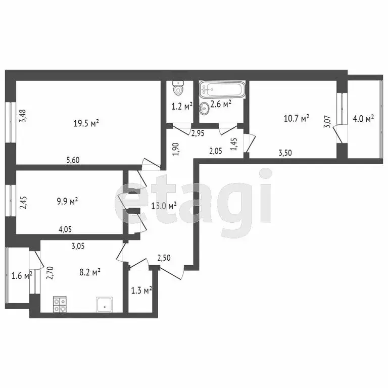3-комнатная квартира: Тверь, улица Можайского, 62 (70 м) - Фото 0