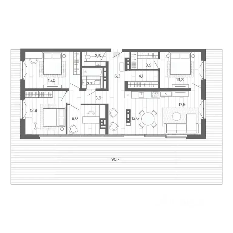 5-к кв. Алтайский край, Барнаул тракт Змеиногорский, 35Б (196.81 м) - Фото 1