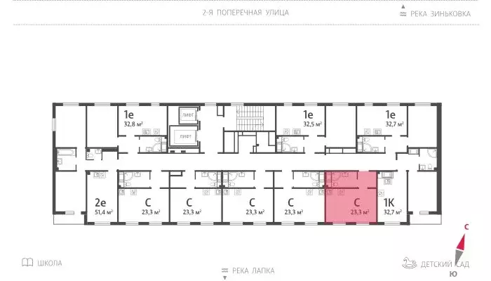 Квартира-студия: посёлок Ковалёво, улица Александра Разгонина, 1к3 (23 ... - Фото 1