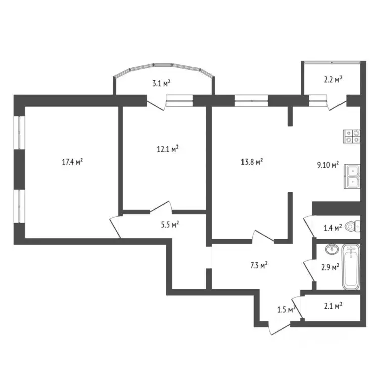2-к кв. Ленинградская область, Мурино Всеволожский район, ул. ... - Фото 2