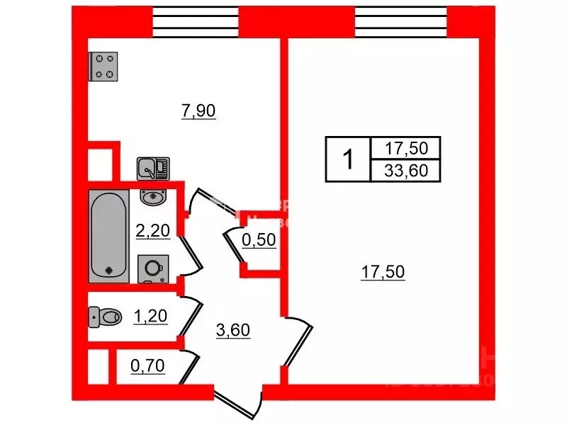 1-к кв. санкт-петербург просп. энтузиастов, 18к2 (33.6 м) - Фото 1