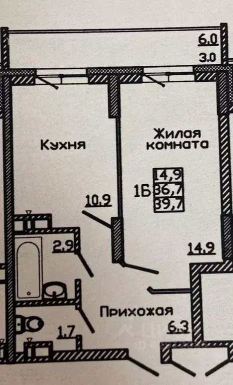 1-к кв. Новосибирская область, Новосибирск ул. Петухова, 105 (36.6 м) - Фото 1