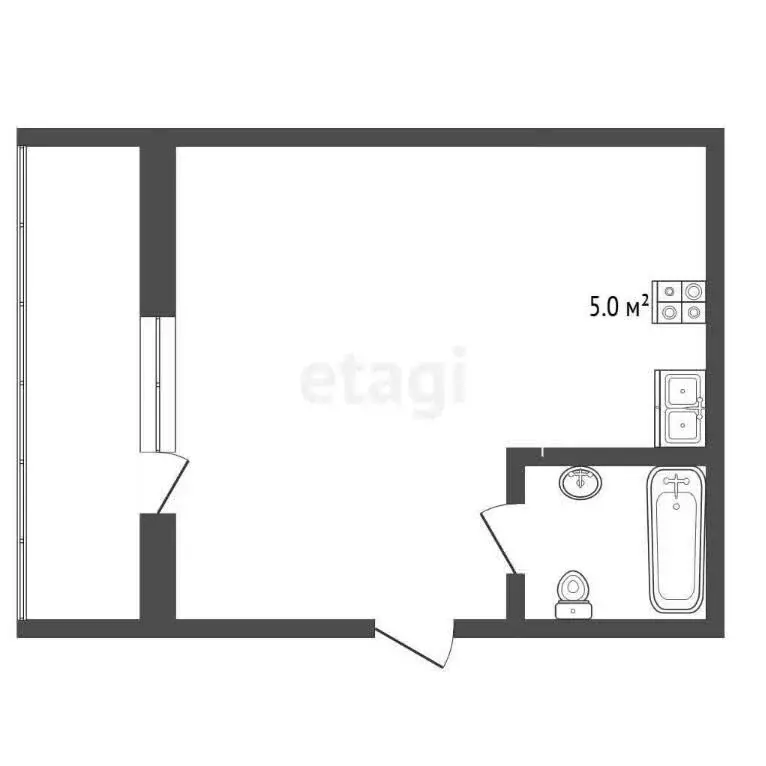 Квартира-студия: Абакан, улица Комарова, 24 (36.2 м) - Фото 1