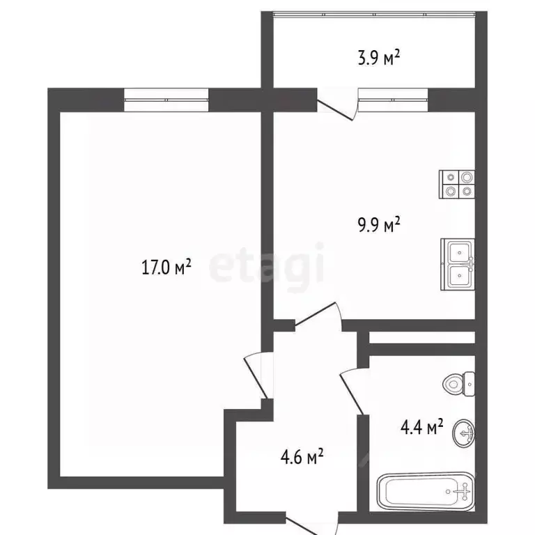 1-к кв. Крым, Симферополь пер. Мраморный (37.6 м) - Фото 2