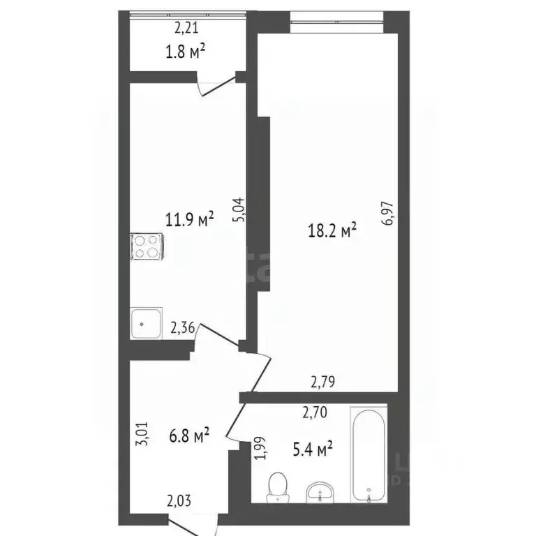1-к кв. Севастополь просп. Античный, 26к4 (44.1 м) - Фото 2