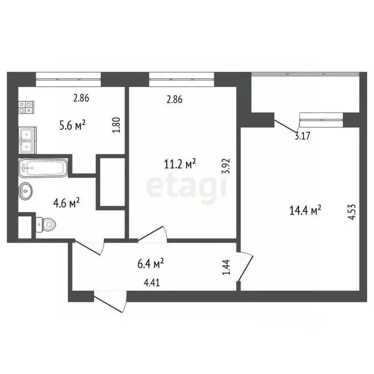 2-к кв. Ямало-Ненецкий АО, Новый Уренгой Молодежная ул., 9 (42.2 м) - Фото 2