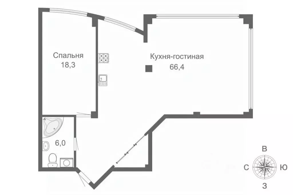 2-к кв. Санкт-Петербург Петровский просп., 14 (90.3 м) - Фото 1