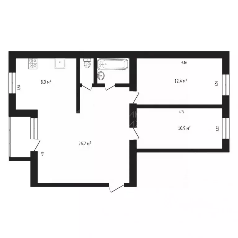 3-к кв. Тюменская область, Тюмень ул. Осипенко, 84 (65.4 м) - Фото 1