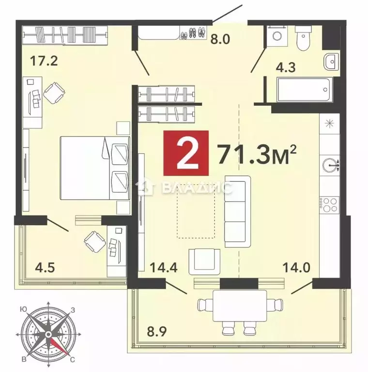 2-к кв. Пензенская область, Пензенский район, Засечный сельсовет, с. ... - Фото 2