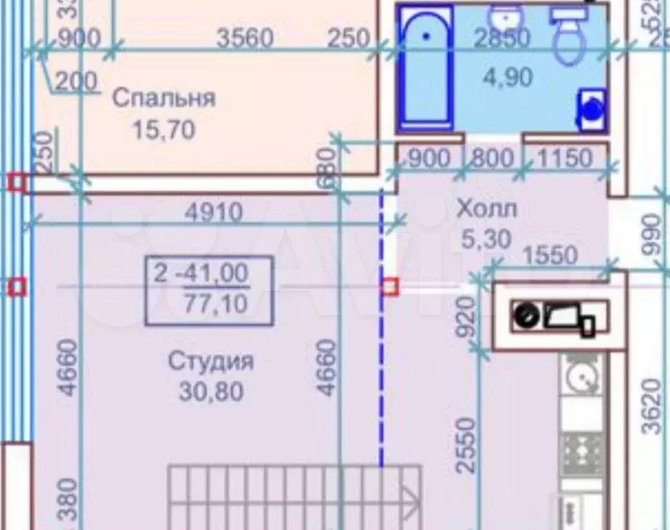 2-к. квартира, 77,1 м, 8/8 эт. - Фото 0