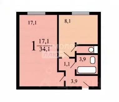 1-к кв. Москва Чертановская ул., 33К2 (34.1 м) - Фото 2