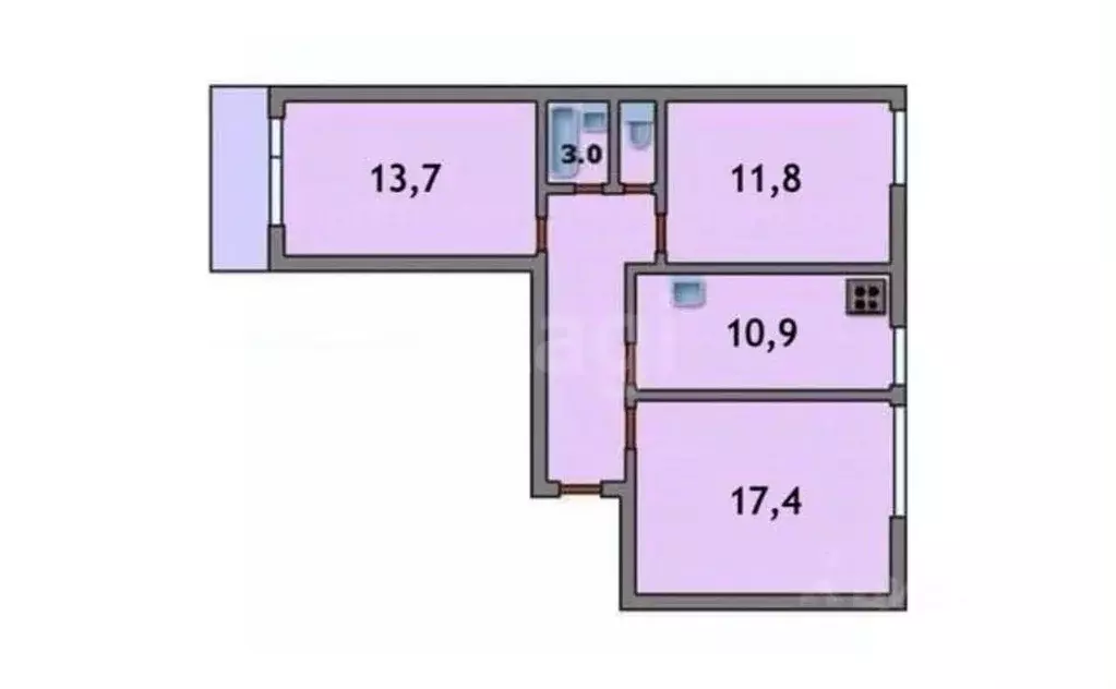 3-к кв. Москва Ферганская ул., 9К1 (65.4 м) - Фото 2