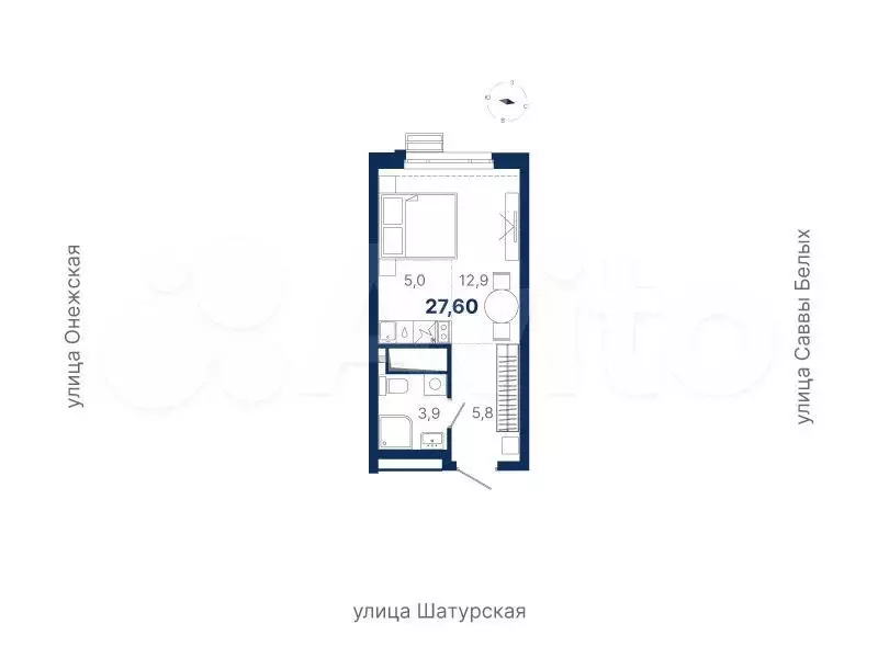 Квартира-студия, 27,6 м, 18/20 эт. - Фото 0