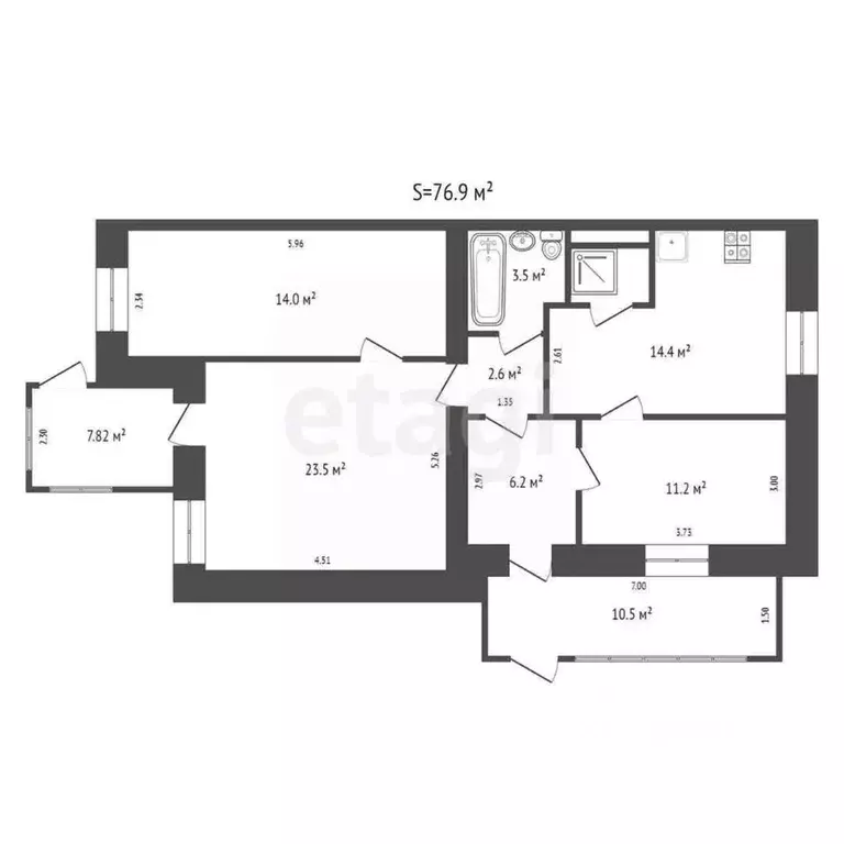 3-к кв. Томская область, с. Кожевниково ул. Титова, 11 (76.9 м) - Фото 2